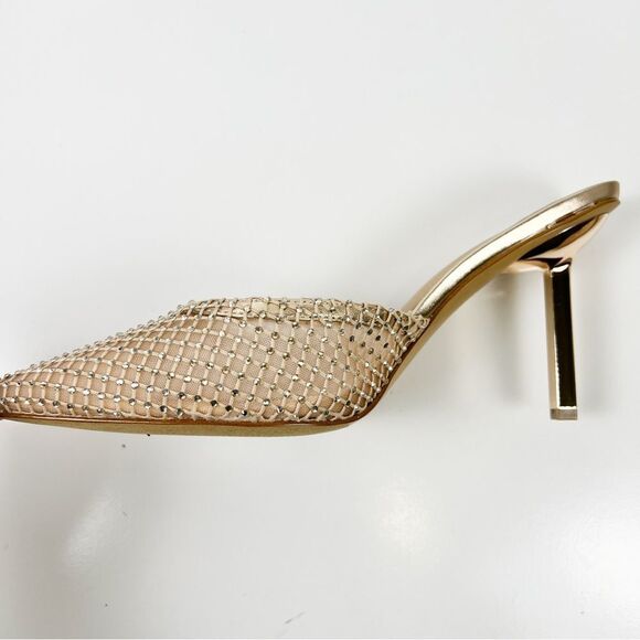 INC Emory Heels Rhinestone Mesh Slide Gold Stiletto Pointed Toe Size 11M NEW - Picture 5 of 10